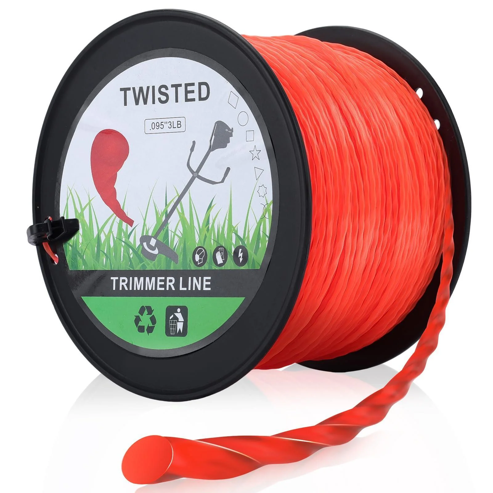 095 Inch Trimmer Line 2.4mm/ 0.095 Commercial Grade Round Nylon String Trimmer Line Replacement for Weed Trimmer 3LB