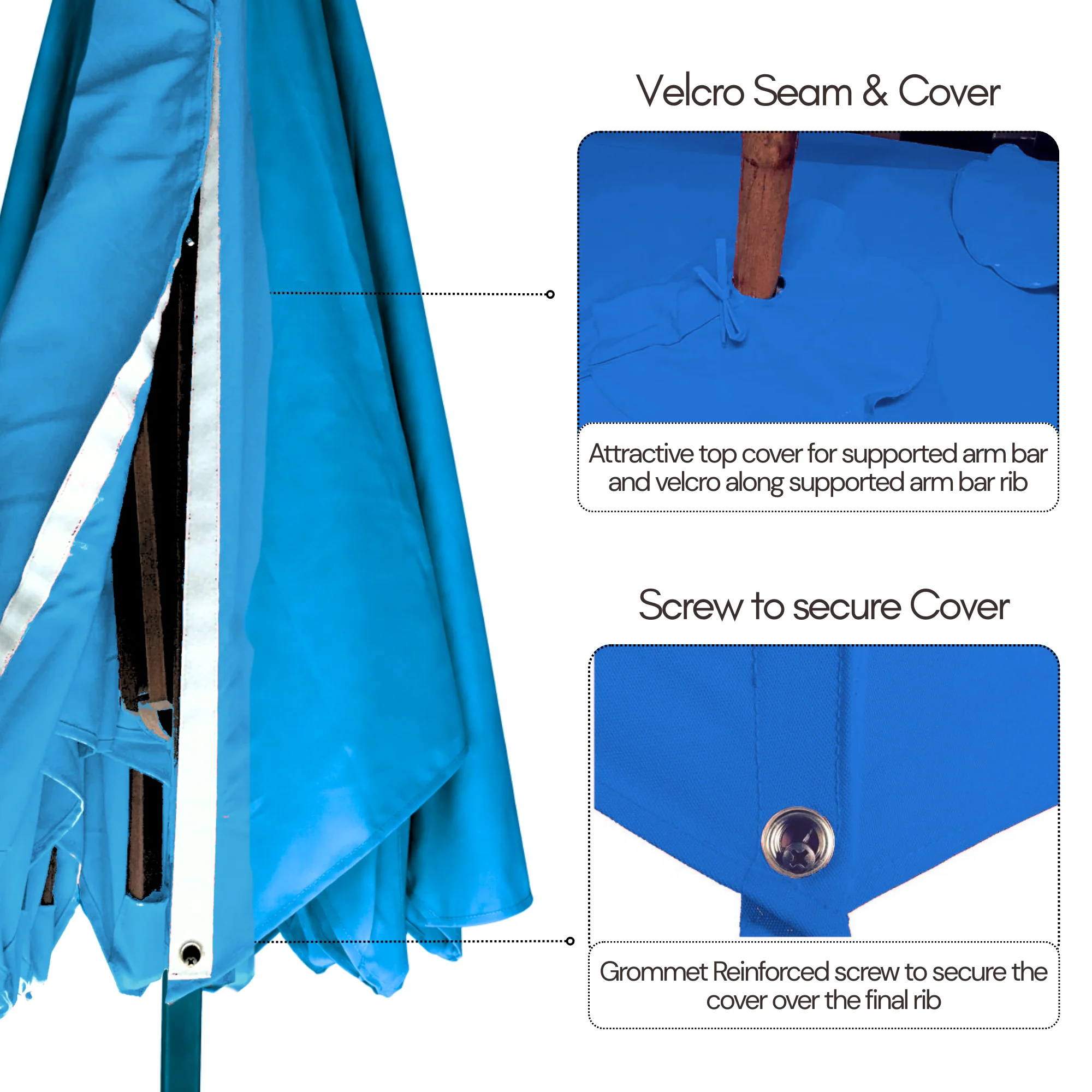 10ft Cantilever Supported Bar Umbrella 8 Rib Replacement Canopy Capri Blue Olefin - Image 6