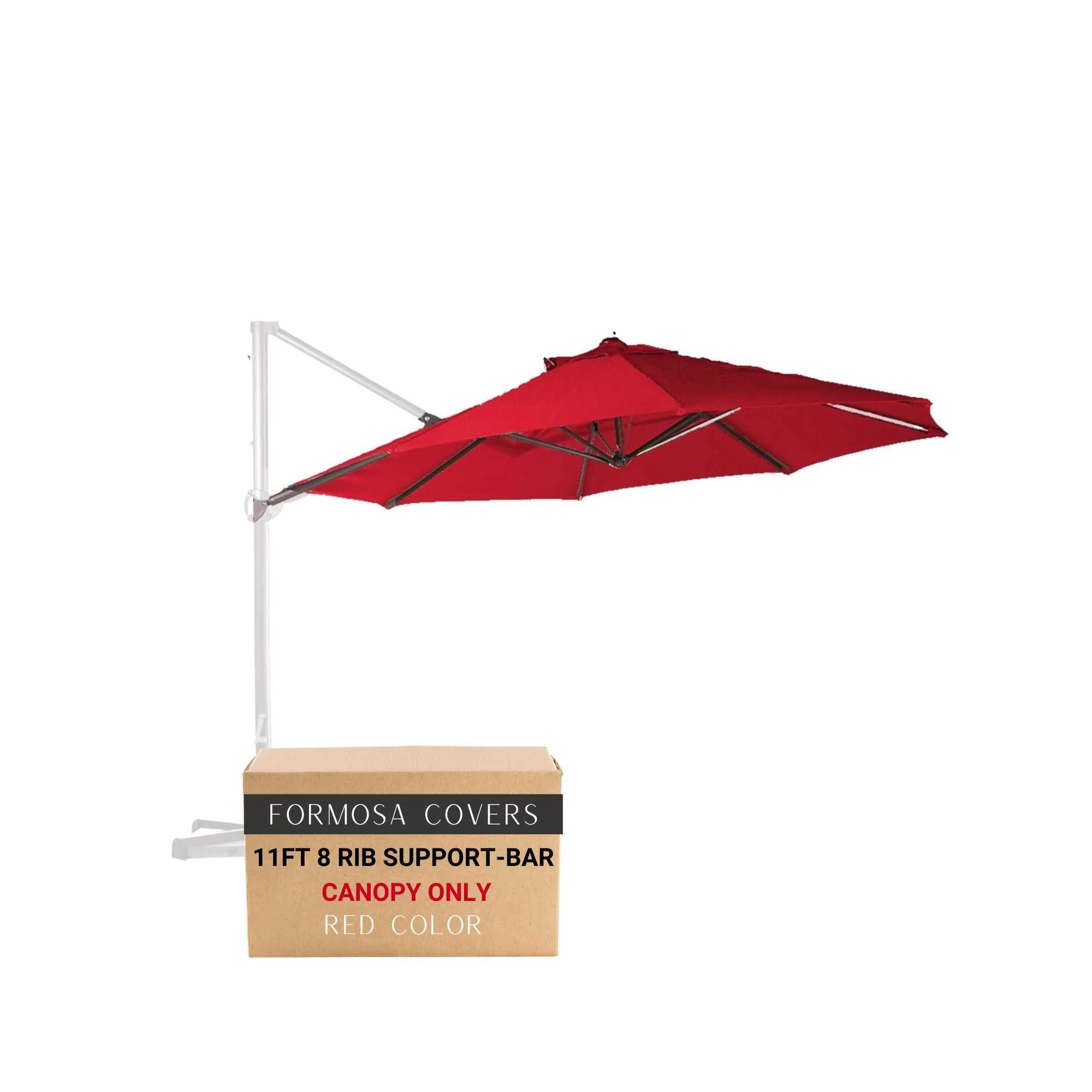11 ft Cantilever Umbrella Replacement Canopy Supported Bar 8 Ribs Red