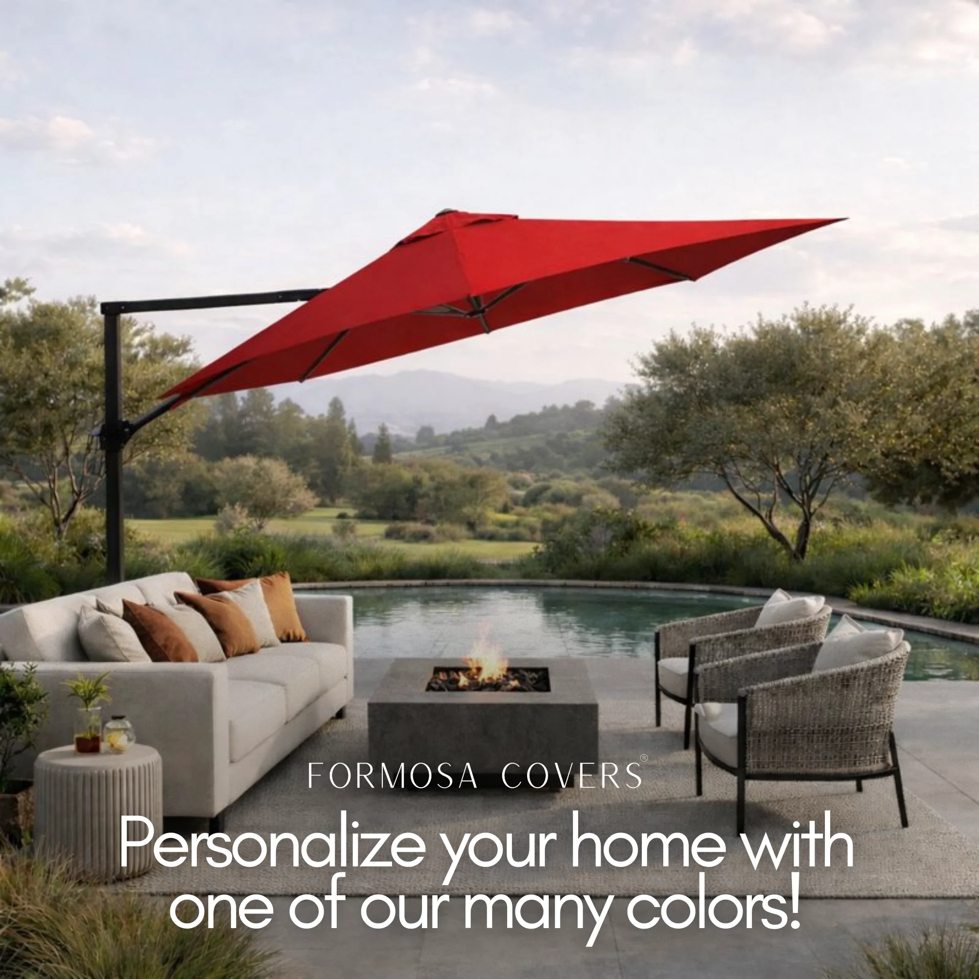 11 ft Cantilever Umbrella Replacement Canopy Supported Bar 8 Ribs Red - Image 7