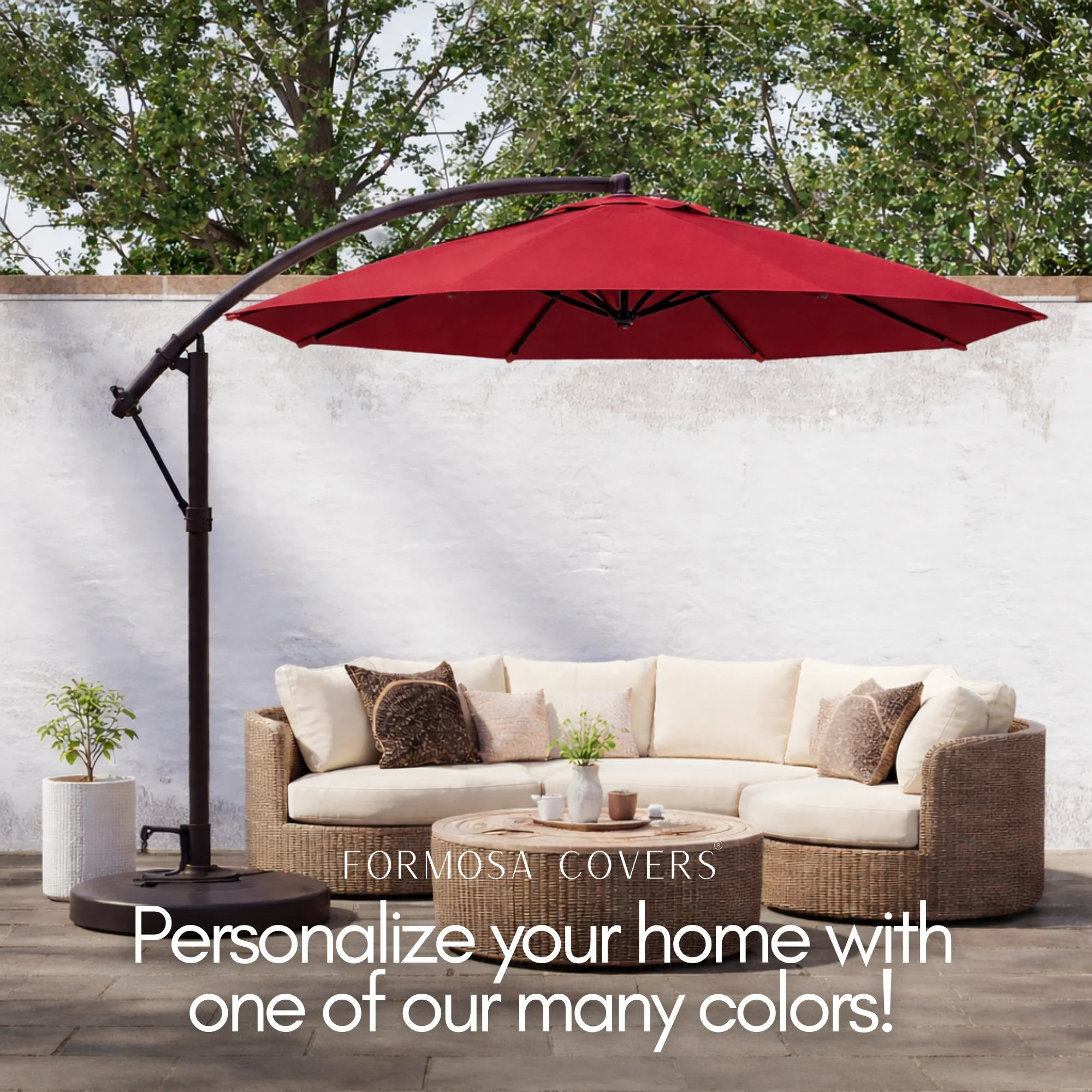 11ft Cantilever Hanging Umbrella 8 Rib Replacement Canopy Jockey Red - Image 6