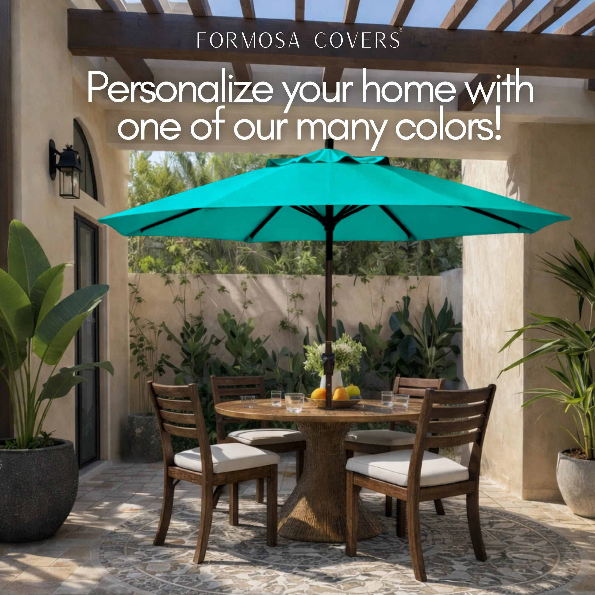 11ft Market Patio Umbrella 8 Rib Replacement Canopy Aruba Turquoise - Image 4