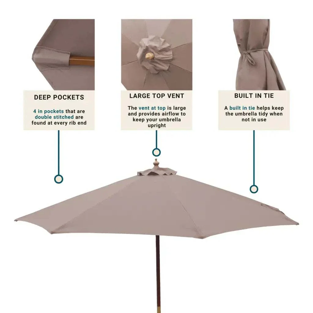 11ft Market Patio Umbrella 8 Rib Replacement Canopy Taupe - Image 4
