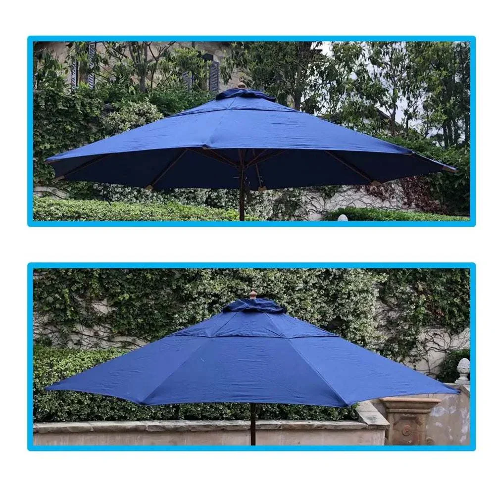 11ft Market Patio Umbrella Double-Vented 8 Rib Replacement Canopy Navy Olefin - Image 6