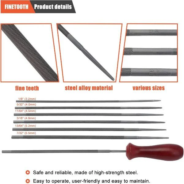 12-Pack Chainsaw Sharpening Kit W 5/32 3/16 7/32 1/8 11/64 13/64 inch Round Files Depth & Quick Check Gauge File Guide 6 Inch Flat File for Stihl - Image 4
