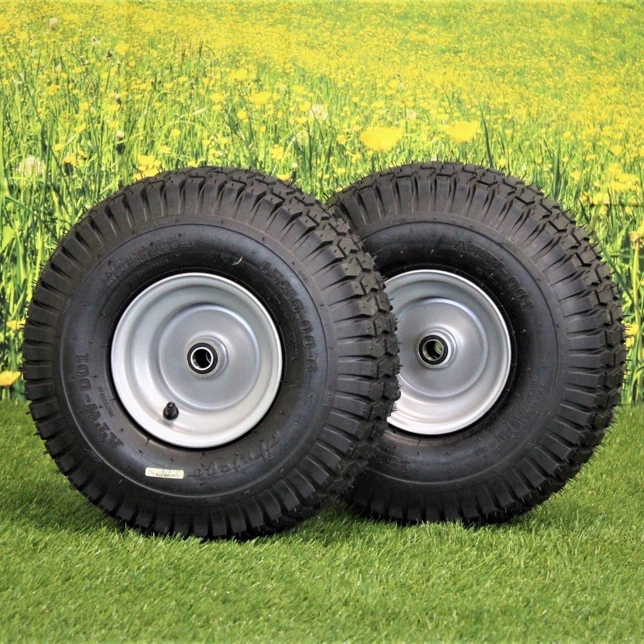Antego Tire & Wheel (Set of 2) 15x6.00-6 Tire and Wheel Assemblies, ATW-001, 4 Ply Turf Tires, .75" Precision Ball Bearings, Poulan/Husqvarna Mower Front Tires, and Honda Lawn Mower Tires 15x6.00-6 - Image 3