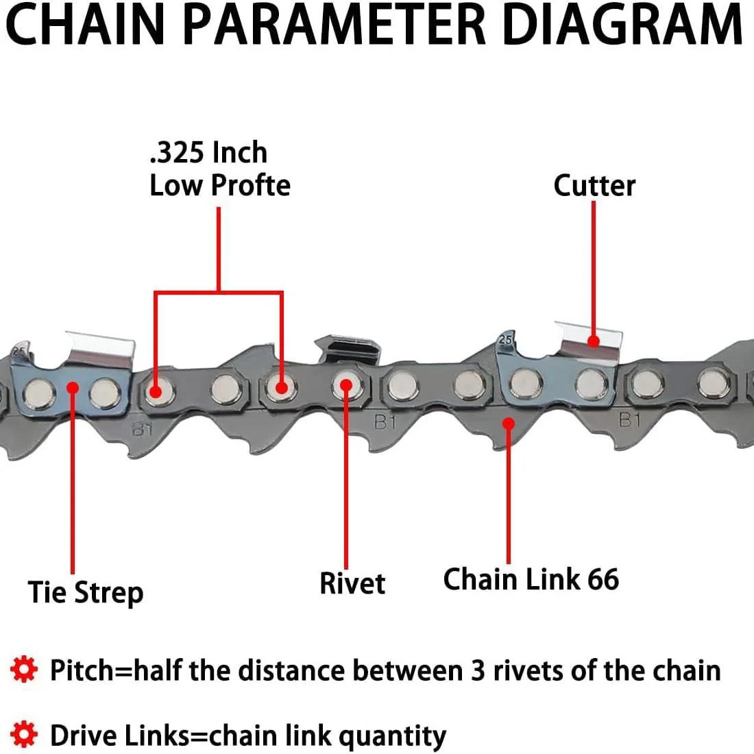 16 Inch .325 .050 66 DL Full Chisel Saw Chain For Echo CS450 CS490 CS510 CS530 Husqvarna 254 340 345 351 353 Oregon 20BP066G Chainsaw - Image 5