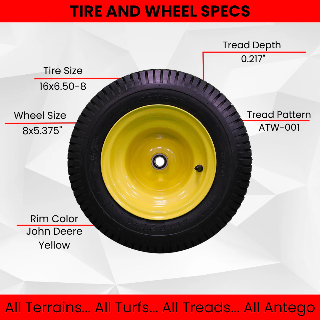 16x6.50-8 Tires & Wheels 4 Ply for Lawn & Garden Mower Turf Tires .75" Bearing (Set of 2) - Image 4