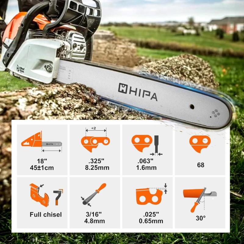 18 Inch MS250 Full Chisel Chains .325 Pitch .063 Gauge 68 DL For Stihl MS250C MS251 MS230 MS210 025 023 021 Chainsaw # 26RM3-68 - Image 2