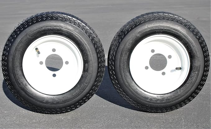 Set of Two 4.80-8 White Trailer Tire Assemblies - Image 3