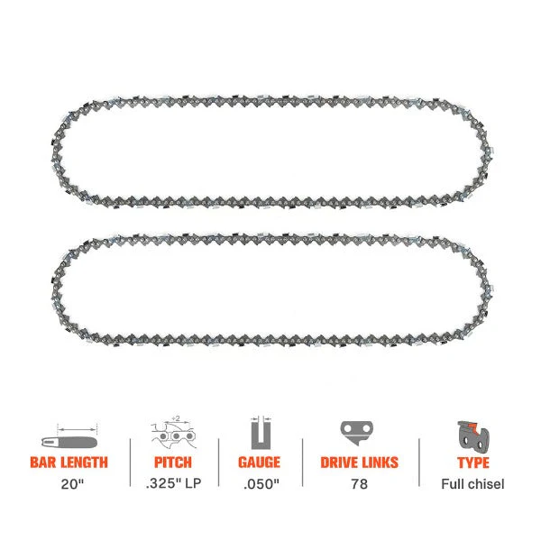 20 Inch Chain .325 Pitch .050 Gauge 78 DL For Oregon H78 M78 Husqvarna 235 240 440 136 141 142 Jonsered CS 2255 2250 Chainsaw Full Chisel - Image 2