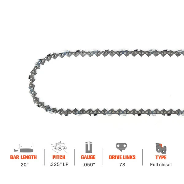 20 Inch Chain .325 Pitch .050 Gauge 78 DL For Oregon H78 M78 Husqvarna 235 240 440 136 141 142 Jonsered CS 2255 2250 Chainsaw Full Chisel - Image 8