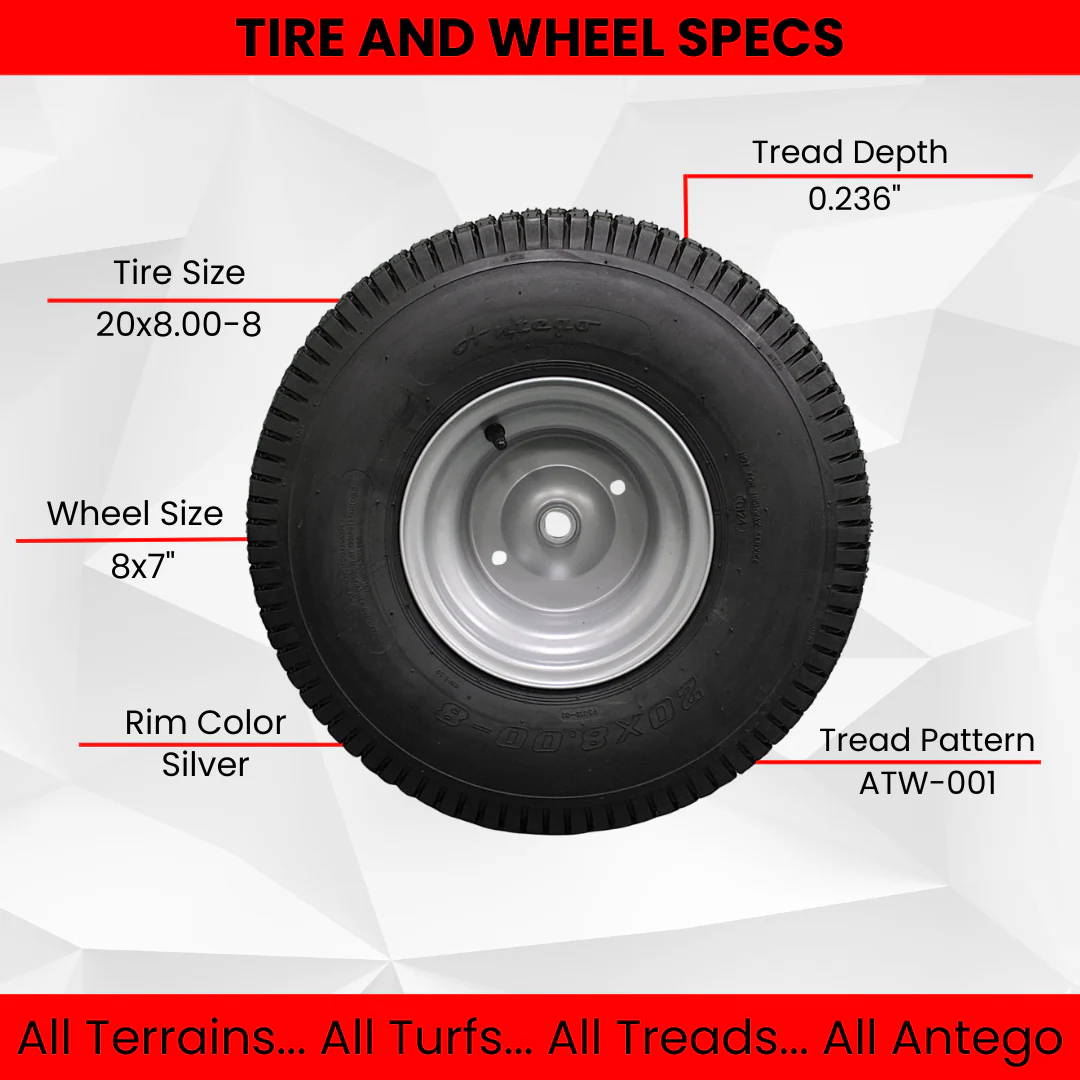 20x8.00-8 Tires with 8x7 Wheels 4 Ply for Lawn & Garden Mower Turf Tires (Set of 4) Husqvarna and Craftsman - Image 5