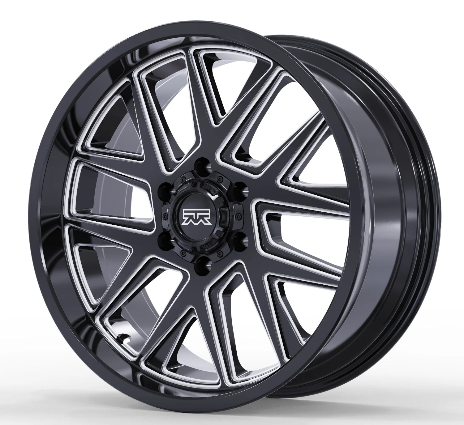 20x9 Mudder Trucker MT704 Asphalt Black Milled 6x139.7 6x5.5 ET12 Wheel - Image 4