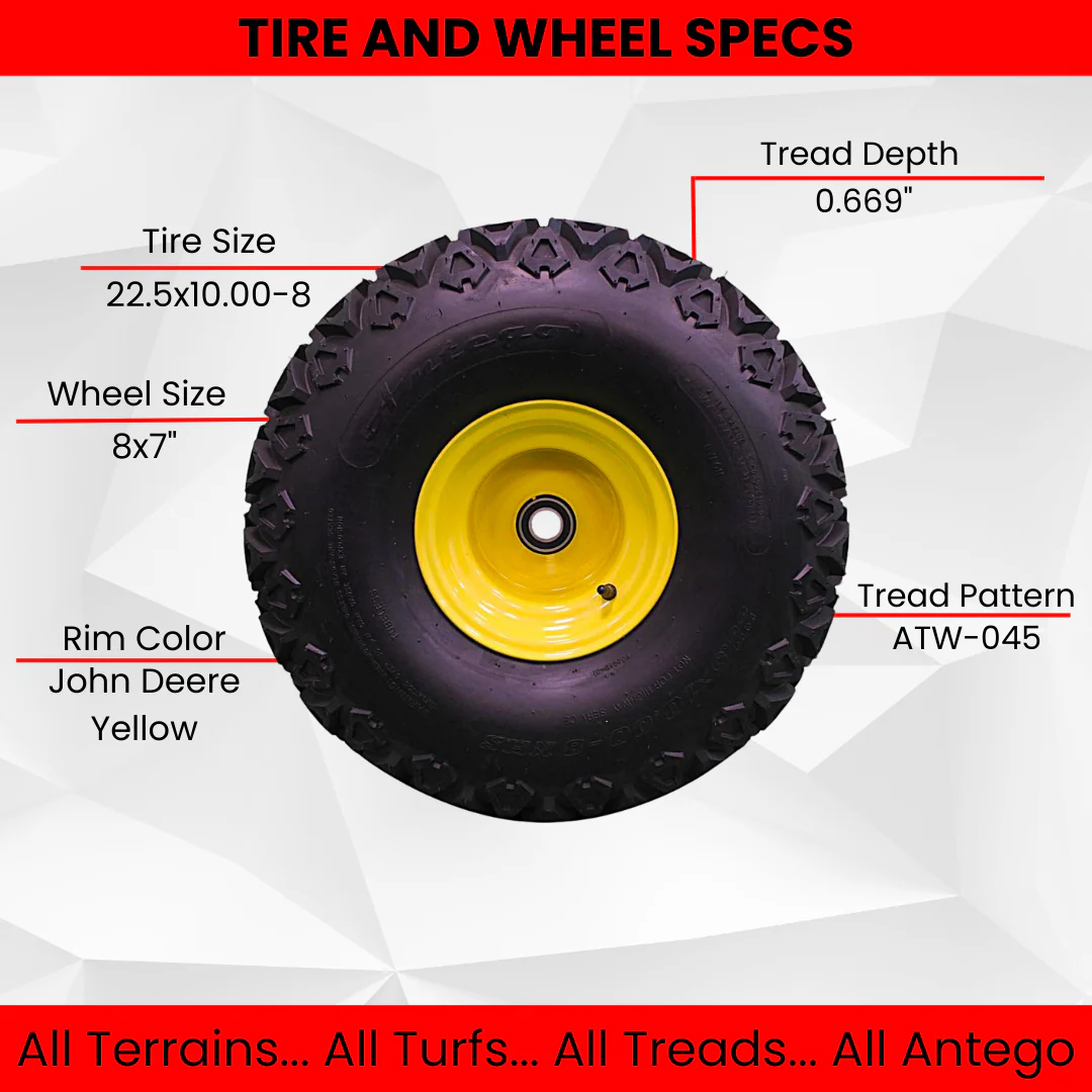 22.5x10.00-8 Front Tire and 8x 7 Wheel Assembly Perfectly Replaces AM143568 M118820 - Image 4