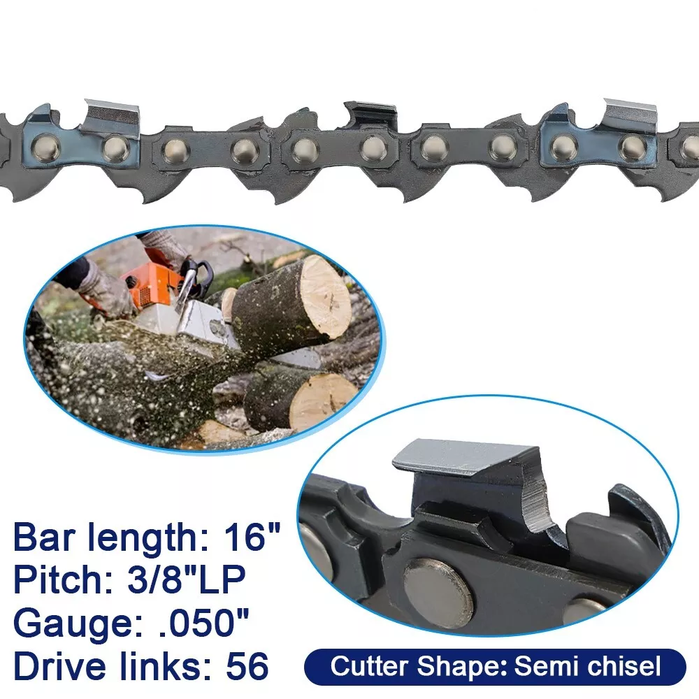 2pcs 16-Inch Chainsaw Chain 3/8" LP .050" Gauge 56DL Fits Greenworks/Echo/Makita - Image 6