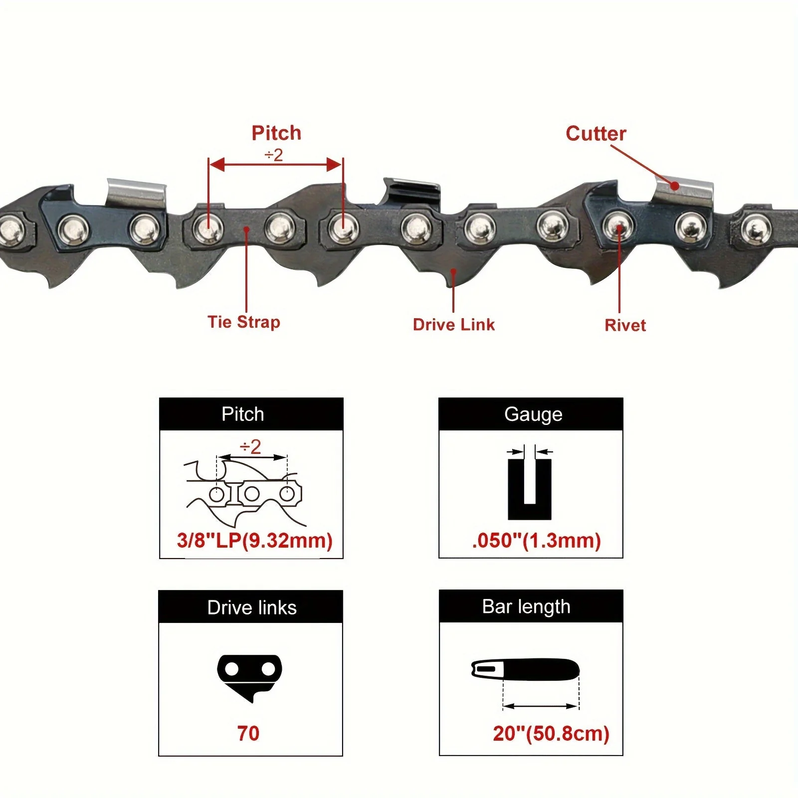 2pcs Hipa 20" Full Chisel Saw Chain For Echo CS590 Timberwolf Chainsaws - Image 4