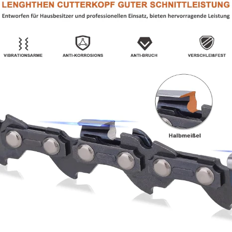3 x 35 cm Sägekette 3/8"LP 52 Antriebsglieder 1,1 mm Rückschlagsarme Kette kompatibel mit Makita DUC353, Einhell GP-LC 36/35 Li, Bosch AKE 35-19 S/AKE 35 S, Dolmar, Oregon, Husqvarna und mehr - Image 3