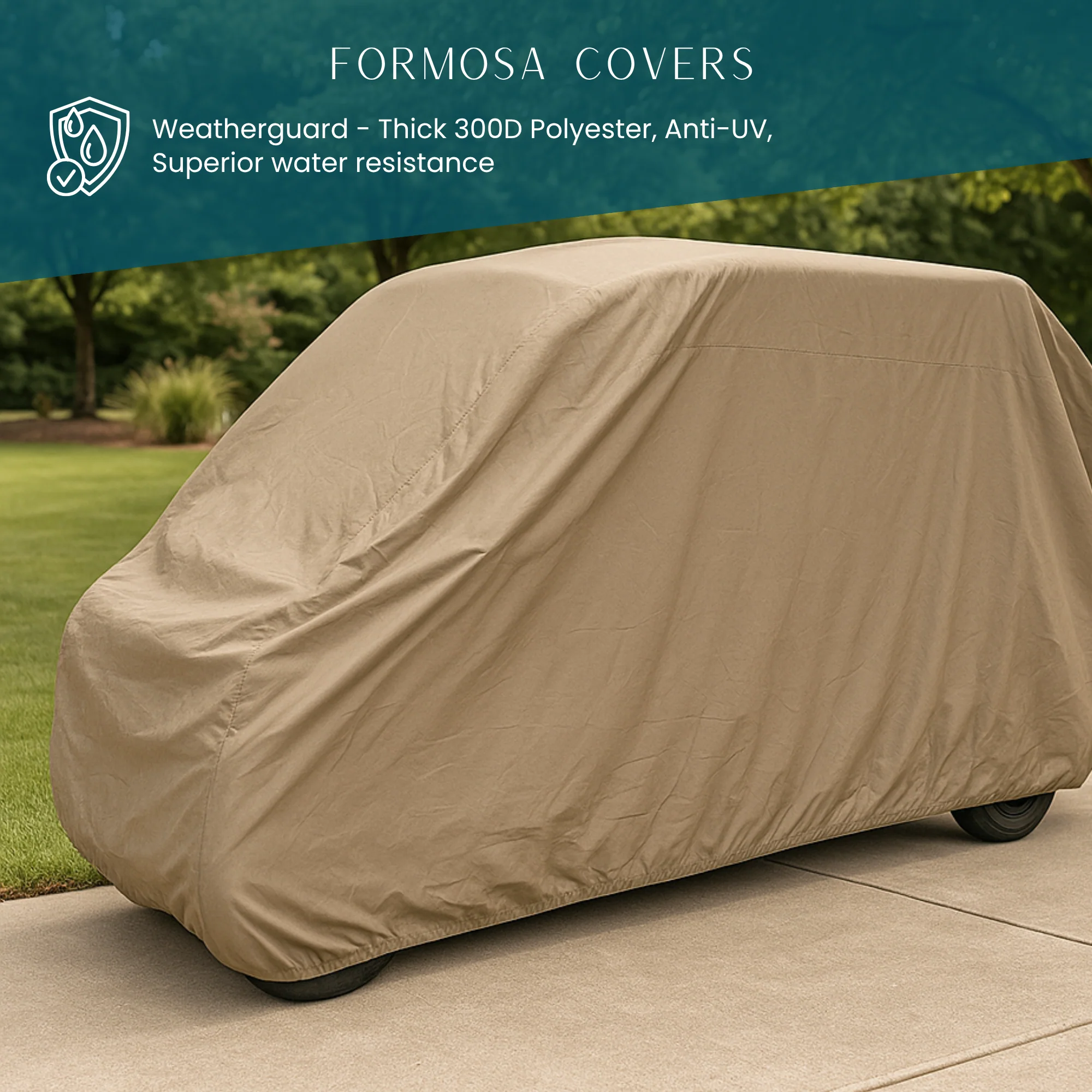 8 Passenger Golf Cart Storage Cover Taupe - Image 6