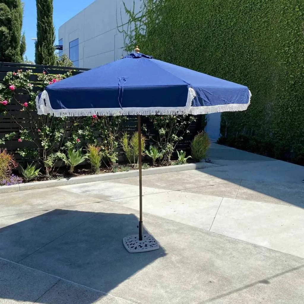 9ft 6 Ribs Replacement Umbrella Canopy w/Fringed Valance in Navy Olefin (Canopy Only) - Image 12