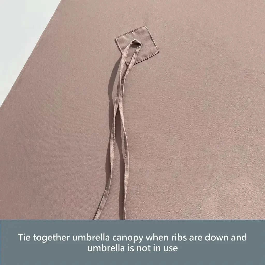 9ft 6 Ribs Replacement Umbrella Canopy w/Fringed Valance in Taupe (Canopy Only) - Image 9
