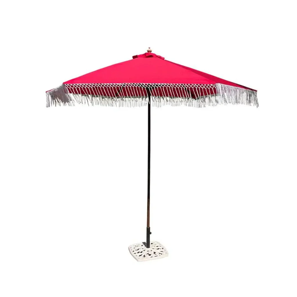 9ft 8 Ribs Replacement Umbrella Canopy w/ Tassels in Red (Canopy Only)