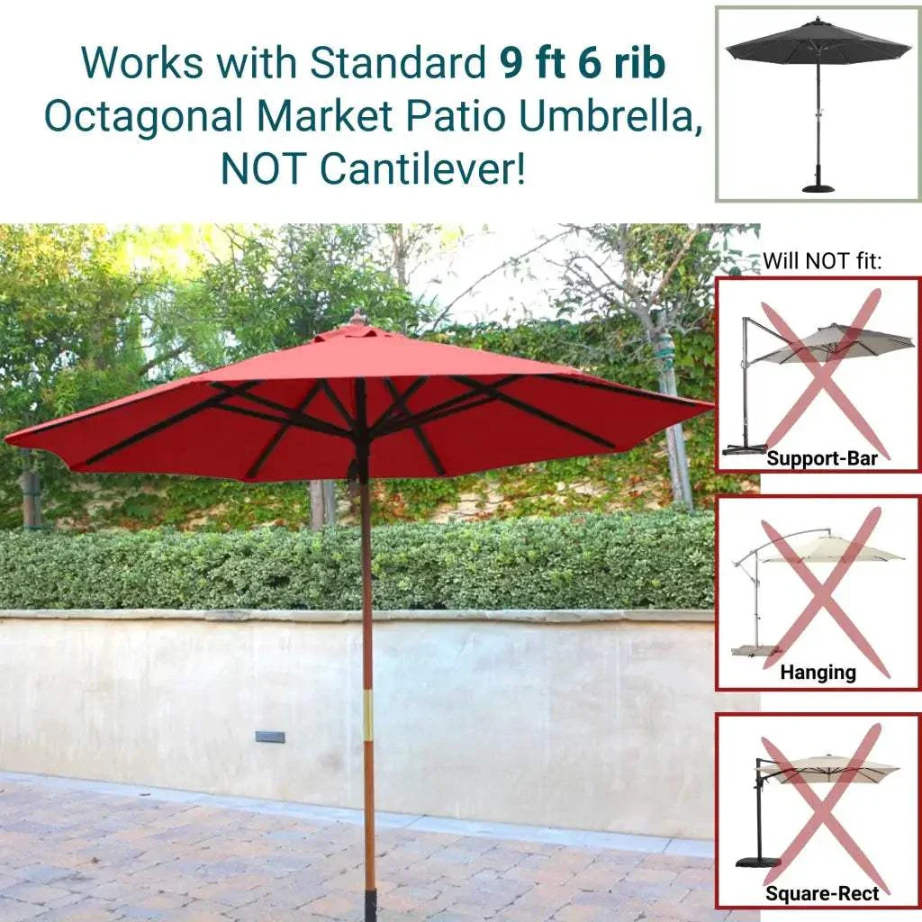 9ft Market Patio Umbrella 6 Rib Replacement Canopy Brick - Image 6