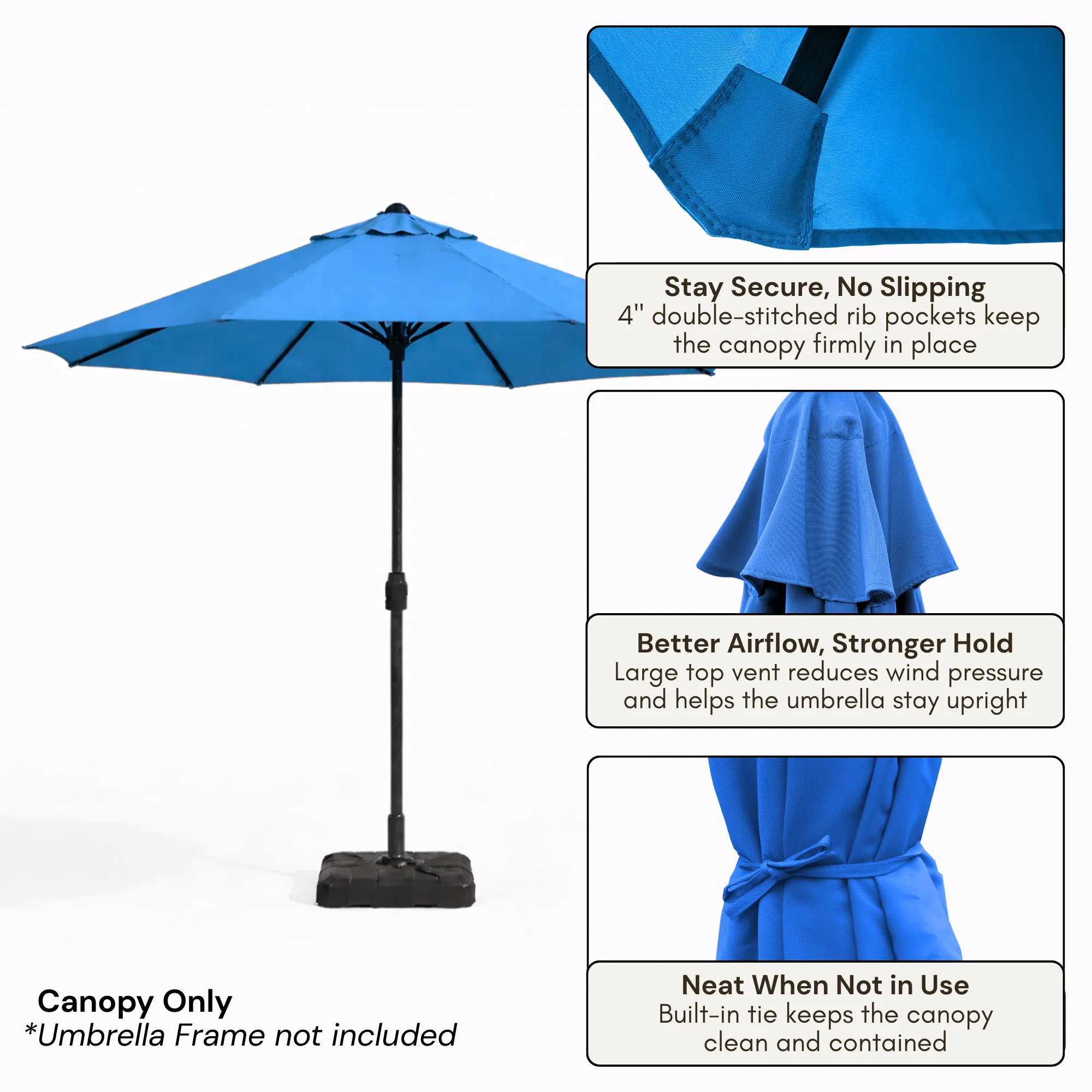 9ft Market Patio Umbrella 6 Rib Replacement Canopy Capri Blue Olefin - Image 3