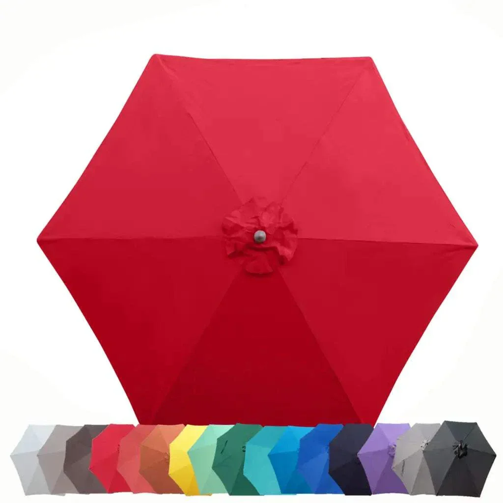 9ft Market Patio Umbrella 6 Rib Replacement Canopy Red - Image 7