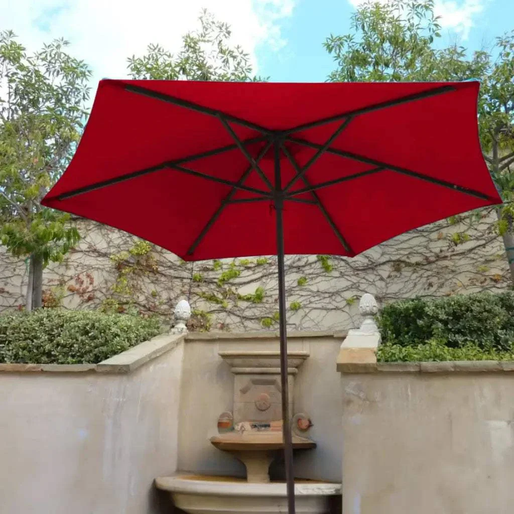 9ft Market Patio Umbrella 6 Rib Replacement Canopy Red - Image 8