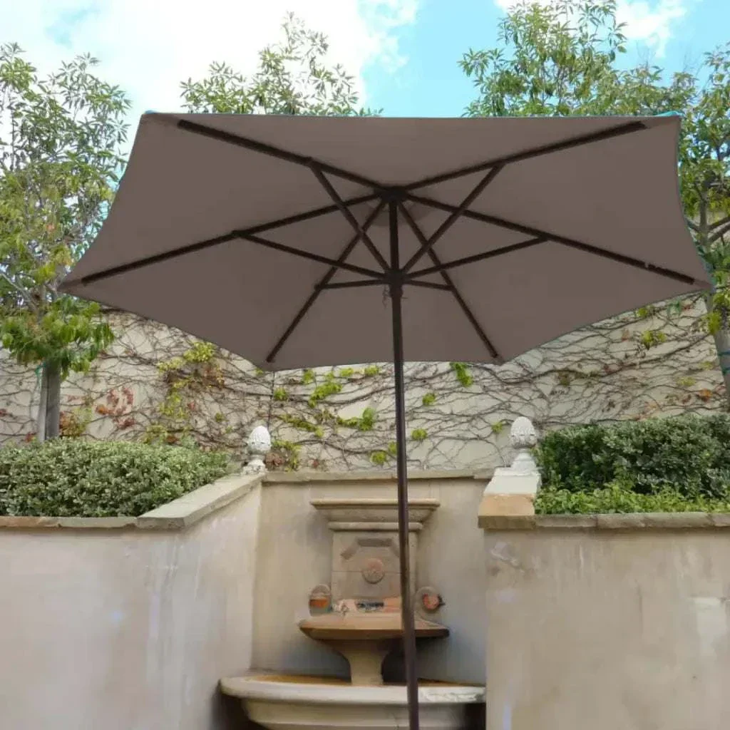 9ft Market Patio Umbrella 6 Rib Replacement Canopy Taupe - Image 9
