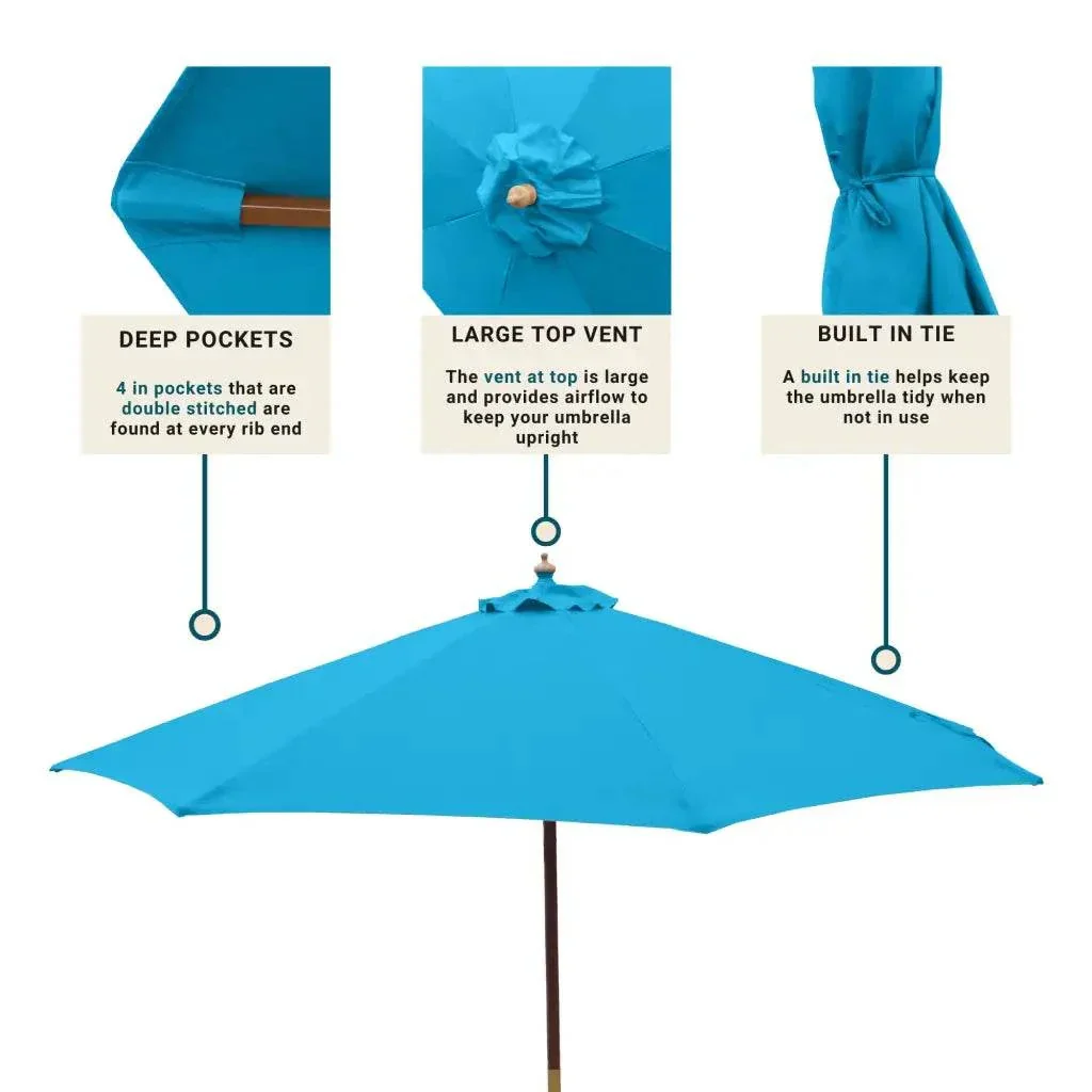 9ft Market Patio Umbrella 6 Rib Replacement Canopy Teal - Image 5
