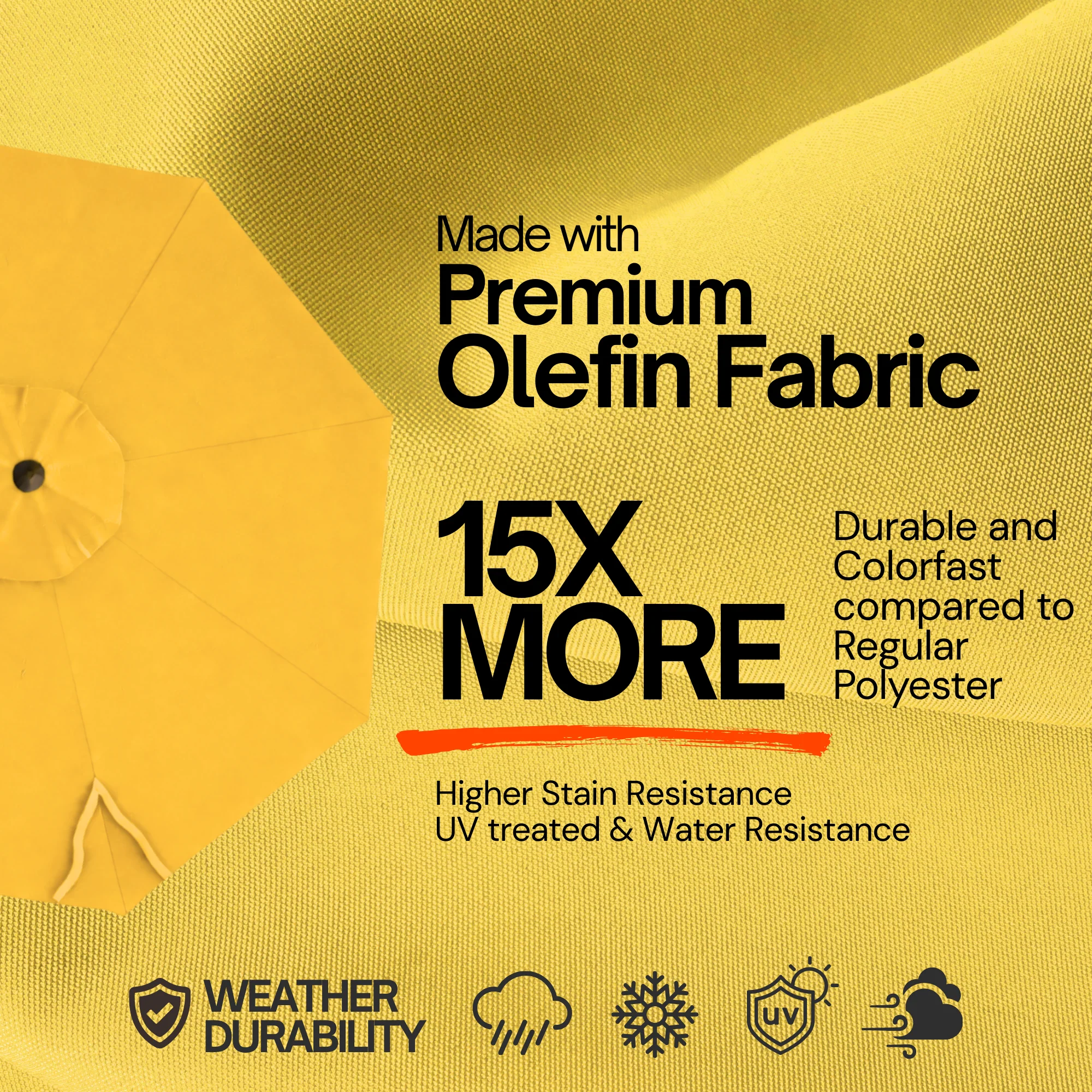 9ft Market Patio Umbrella 6 Rib Replacement Canopy Yellow Olefin - Image 2