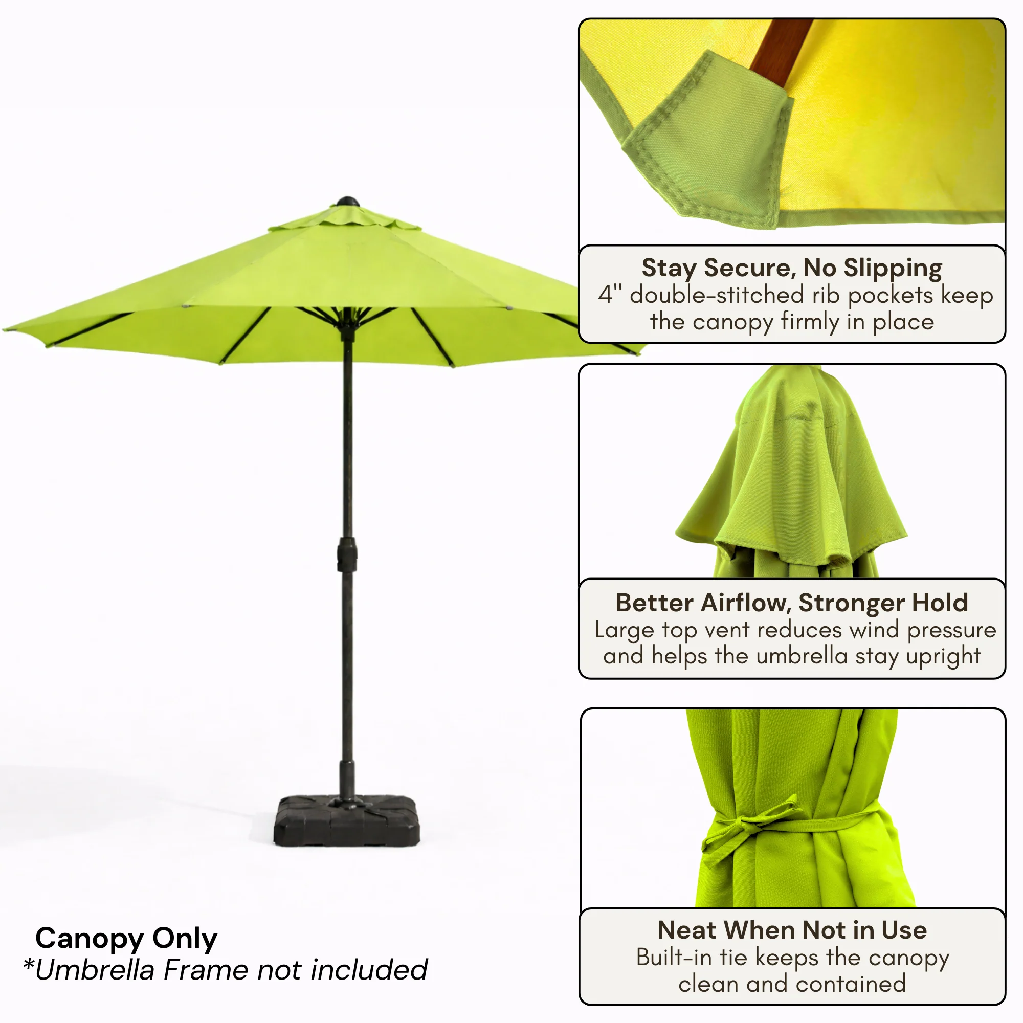 9ft Market Patio Umbrella 8 Rib Replacement Canopy Avocado Lime Green - Image 2