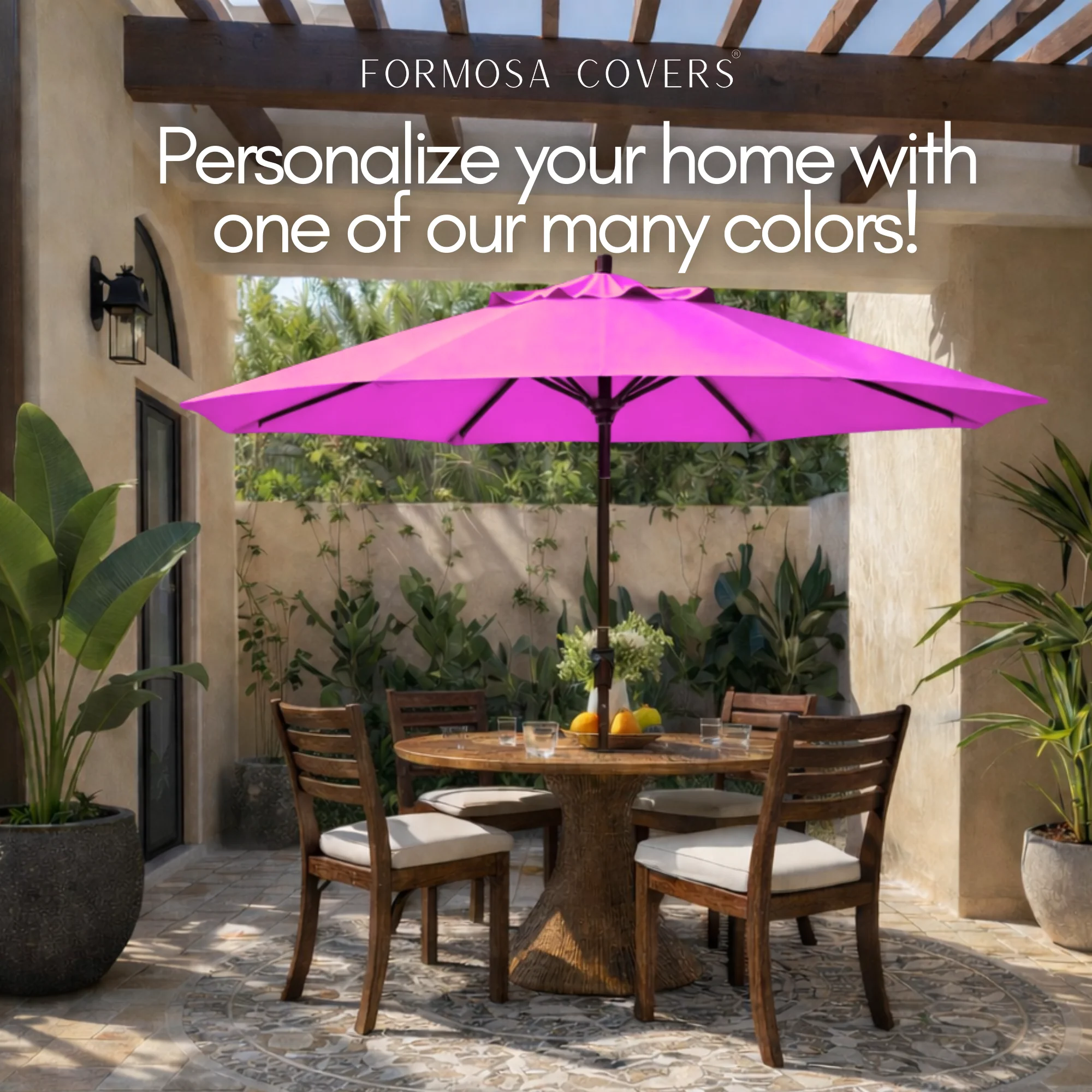 9ft Market Patio Umbrella 8 Rib Replacement Canopy Fuchsia - Image 7