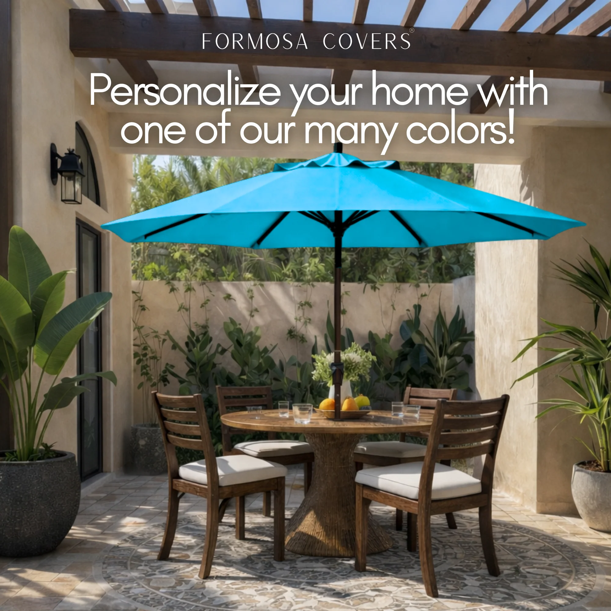 9ft Market Patio Umbrella 8 Rib Replacement Canopy Teal - Image 6