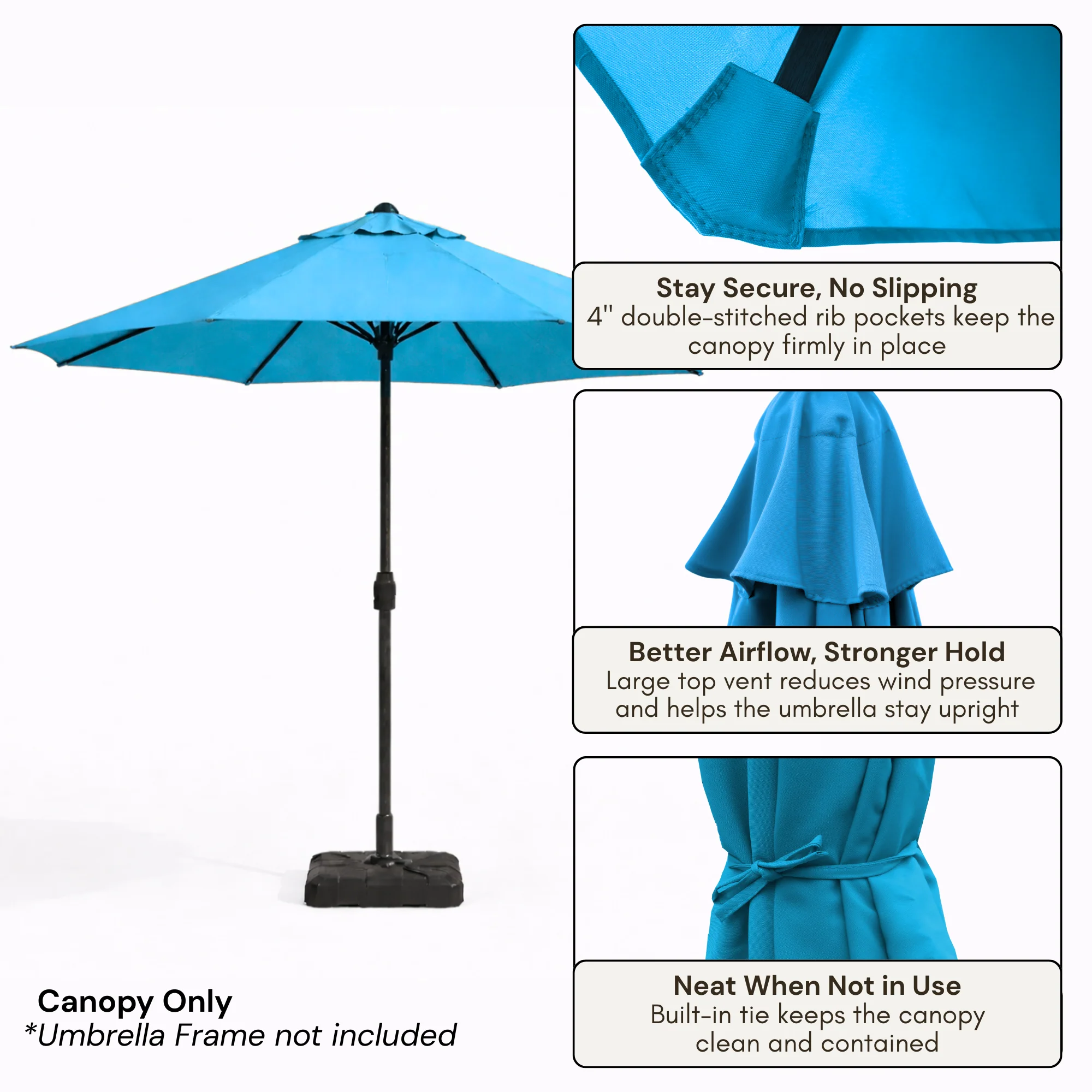 9ft Market Patio Umbrella 8 Rib Replacement Canopy Teal - Image 8