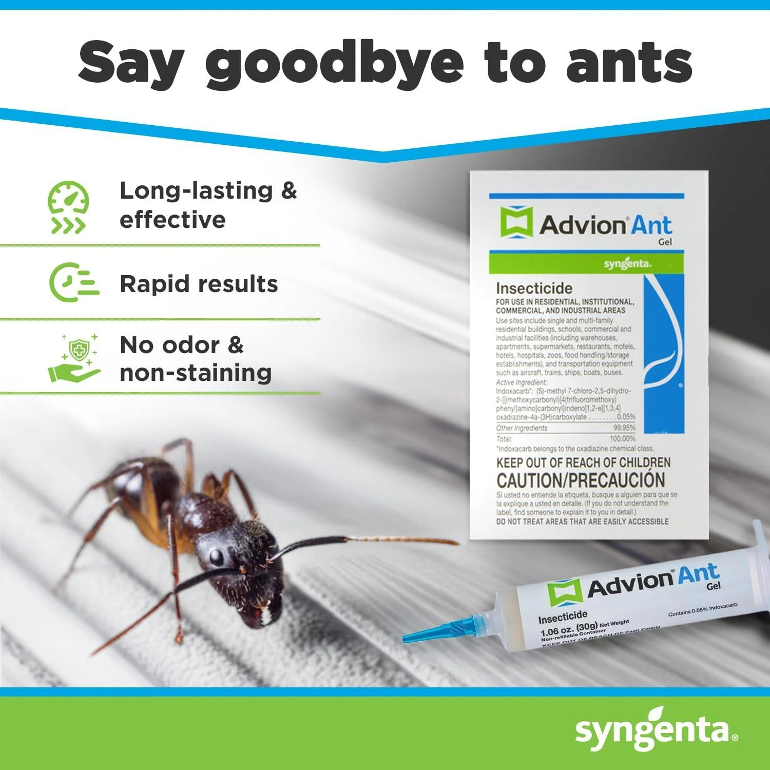 Advion Ant Gel Bait, 1 30-Gram Tube, 1 Plunger and 1 Tip, Effective Bait, Formulated with 0.05% Indoxacarb, Indoor and Outdoor Use, Killer Gel for Control of Most Major Ant Species - Image 6