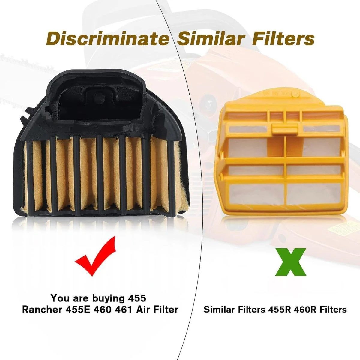 Air Filter Kit for Husqvarna 455 Rancher 460 Rancher 460 455E 461 Chainsaw 537255701 Maintenance Kit with Fuel Filter Primer Fuel Line Parts - Image 3