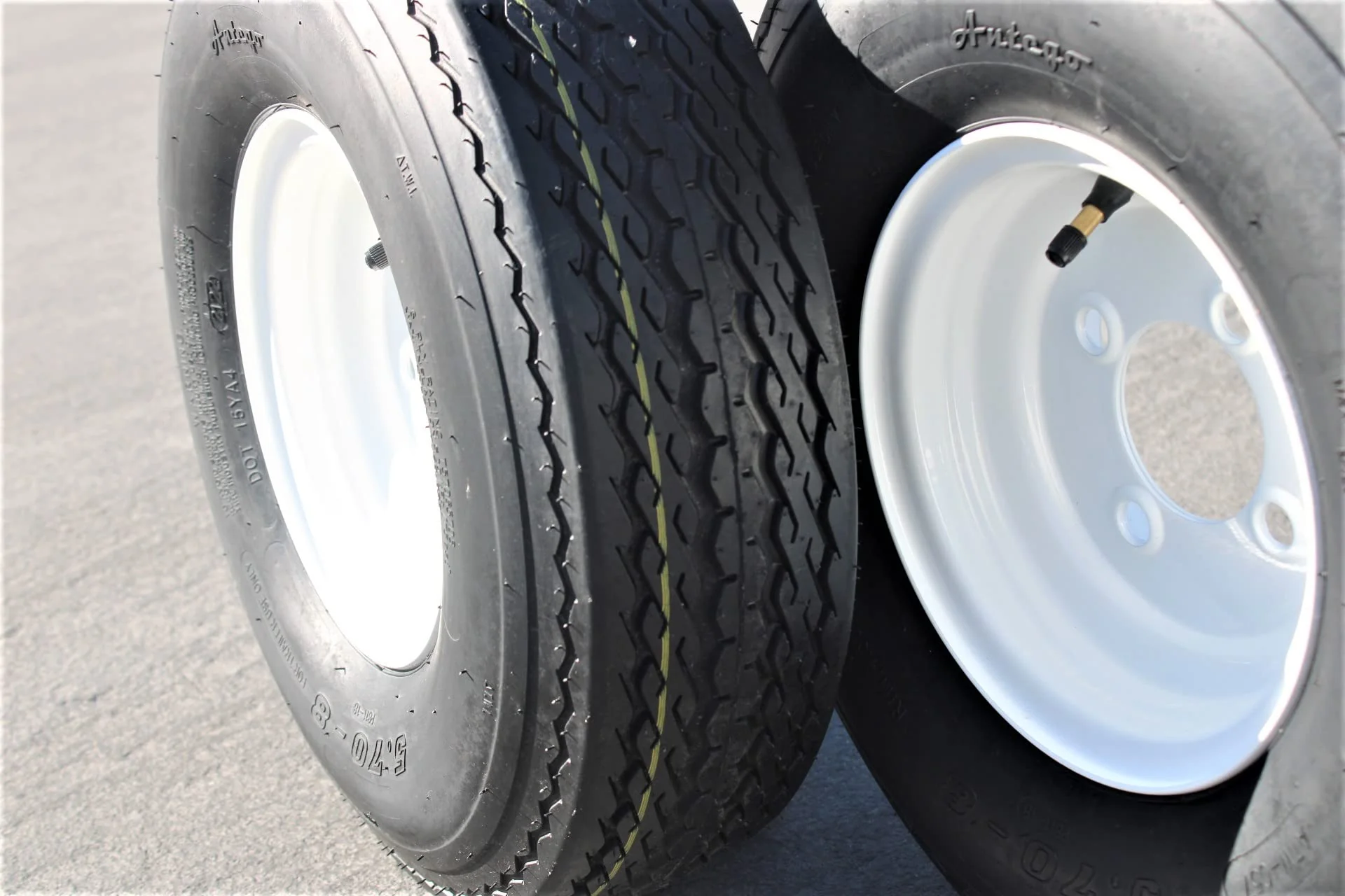 Antego Tire and Wheel (Set of 2) 5.70x8 Trailer Tire and Wheel Assemblies, White 4 Lug Trailer Tires and Wheels, 6 Ply, Load Range C - Image 3