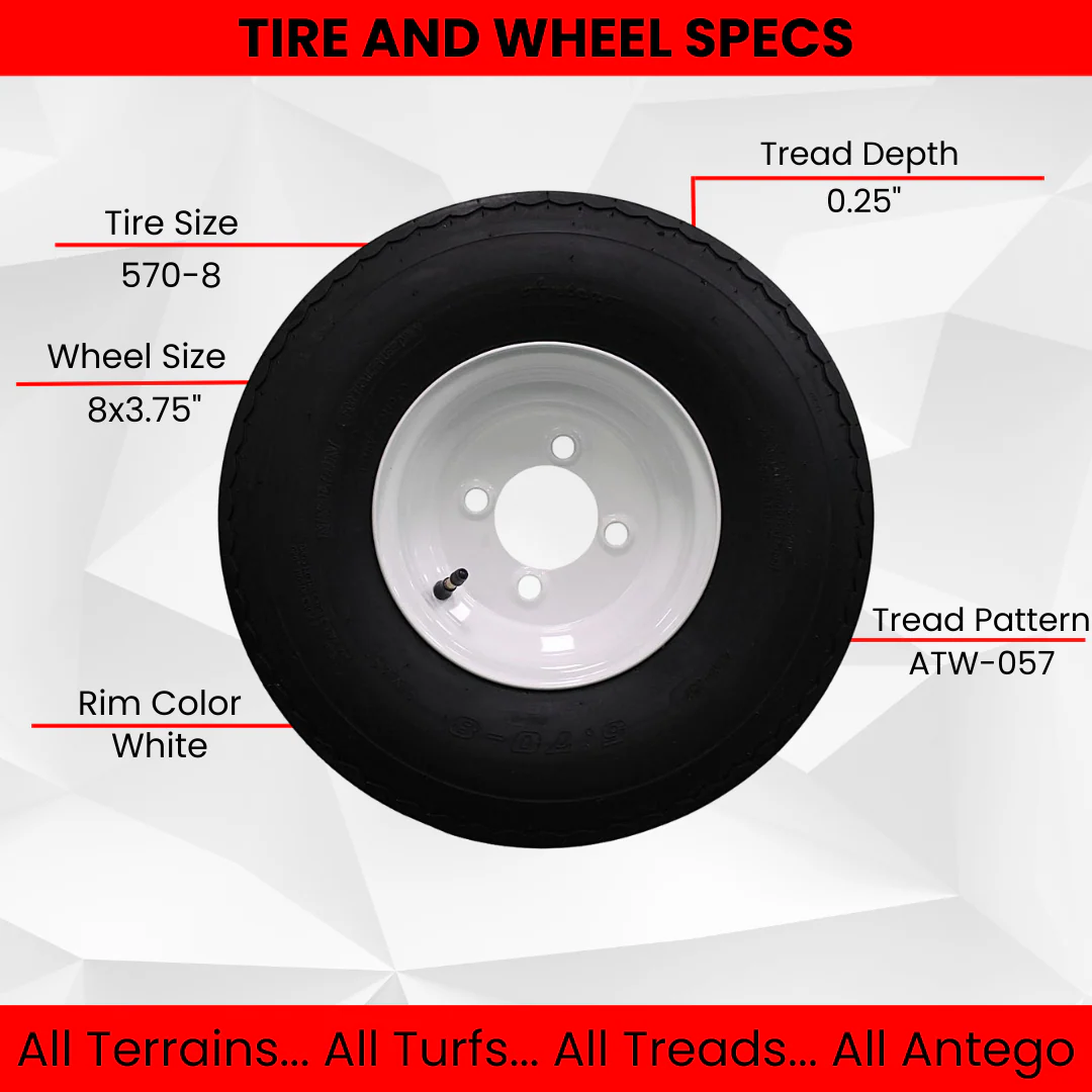 Antego Tire and Wheel (Set of 2) 5.70x8 Trailer Tire and Wheel Assemblies, White 4 Lug Trailer Tires and Wheels, 6 Ply, Load Range C - Image 5