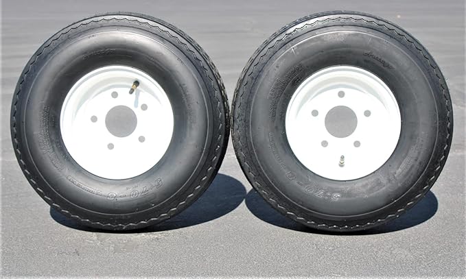 Antego Tire and Wheel (Set of 2) 5.70x8 Trailer Tire and Wheel Assemblies, White 5 Lug Trailer Tires and Wheels, 6 Ply, Load Range C - Image 3