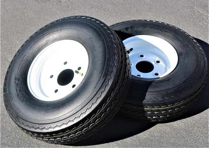 Antego Tire and Wheel (Set of 2) 5.70x8 Trailer Tire and Wheel Assemblies, White 5 Lug Trailer Tires and Wheels, 6 Ply, Load Range C - Image 6