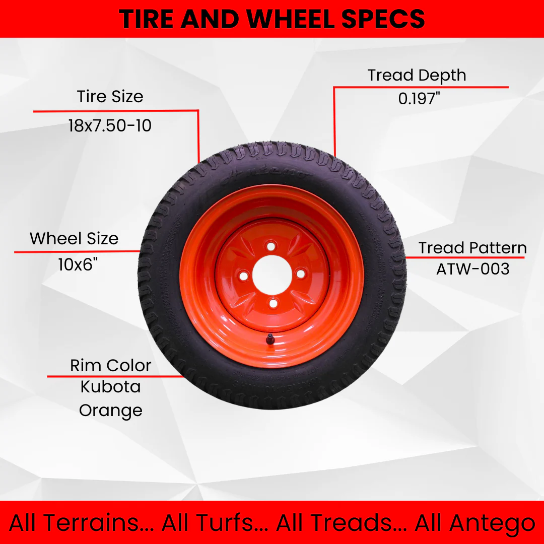 Antego Tire & Wheel (Set of 2) 18x7.50-10 | Perfect Fit for Kubota OEM Part #K3001-17300 - Image 6