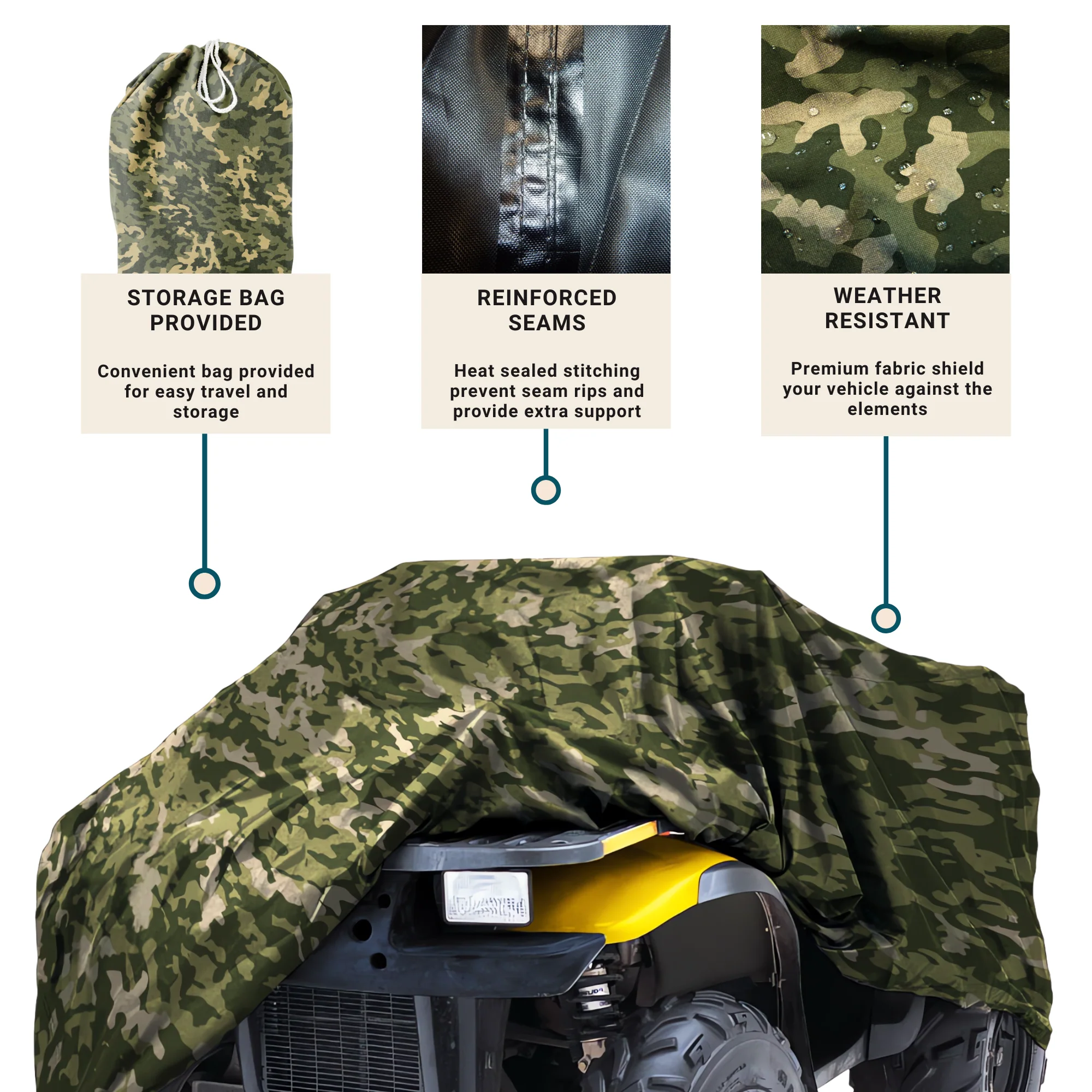 ATV Cover XXL Camouflage 100"L x 47"/36"W x 48"H - Image 3