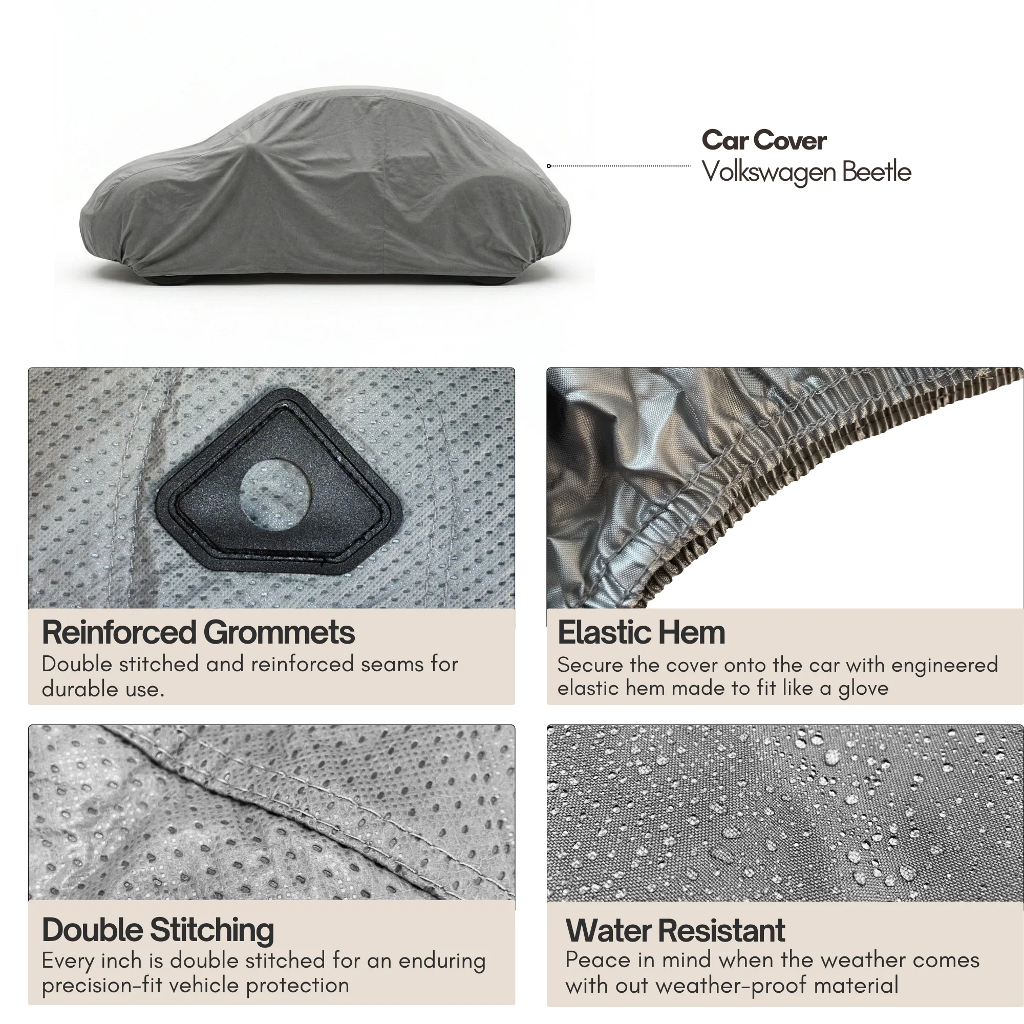 Car Cover for Volkswagen Beetle, Sports car 3 layer 161"L x 70"W x 55"H - Image 4