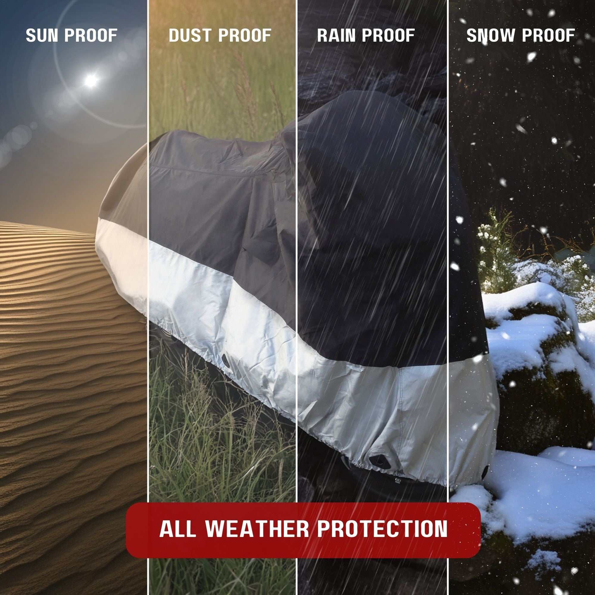 Deluxe Motorcycle Cover, All Season & Light Weight (XL) Black - Image 2