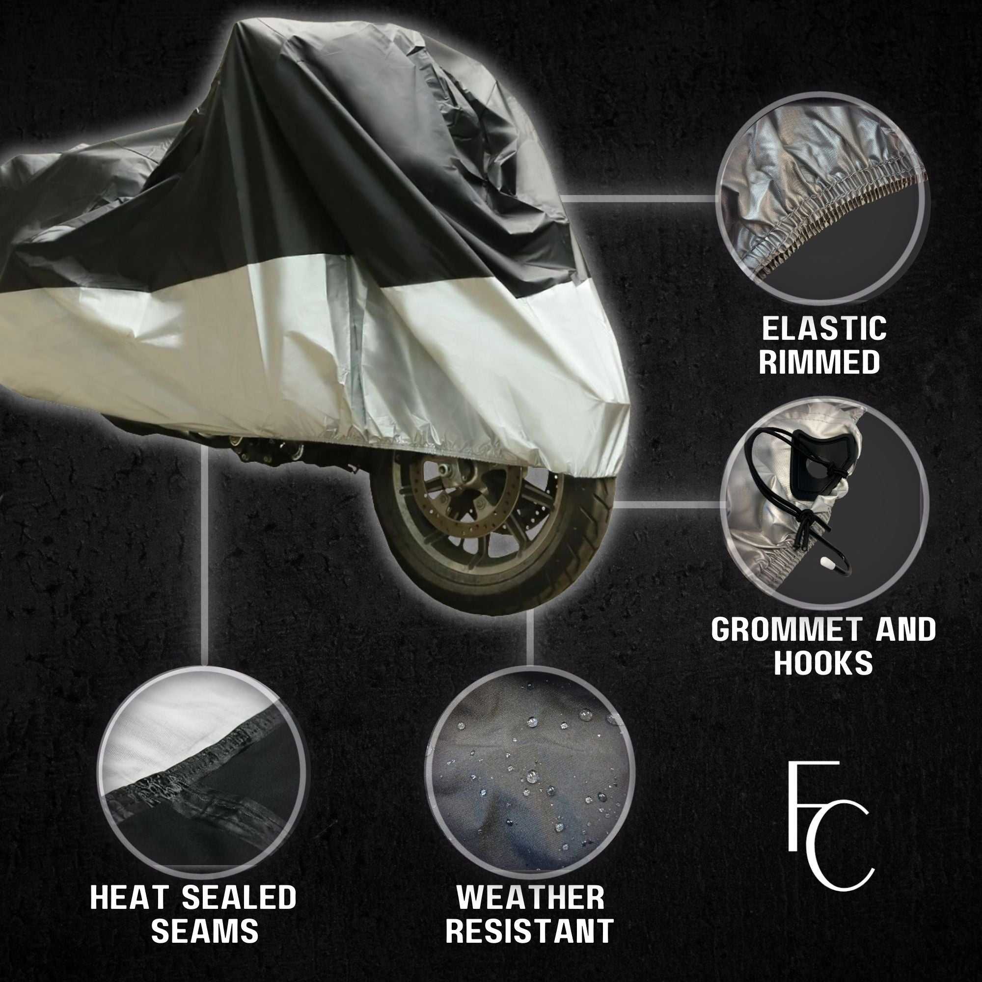 Deluxe Motorcycle Cover, All Season & Light Weight (XL) Black - Image 4