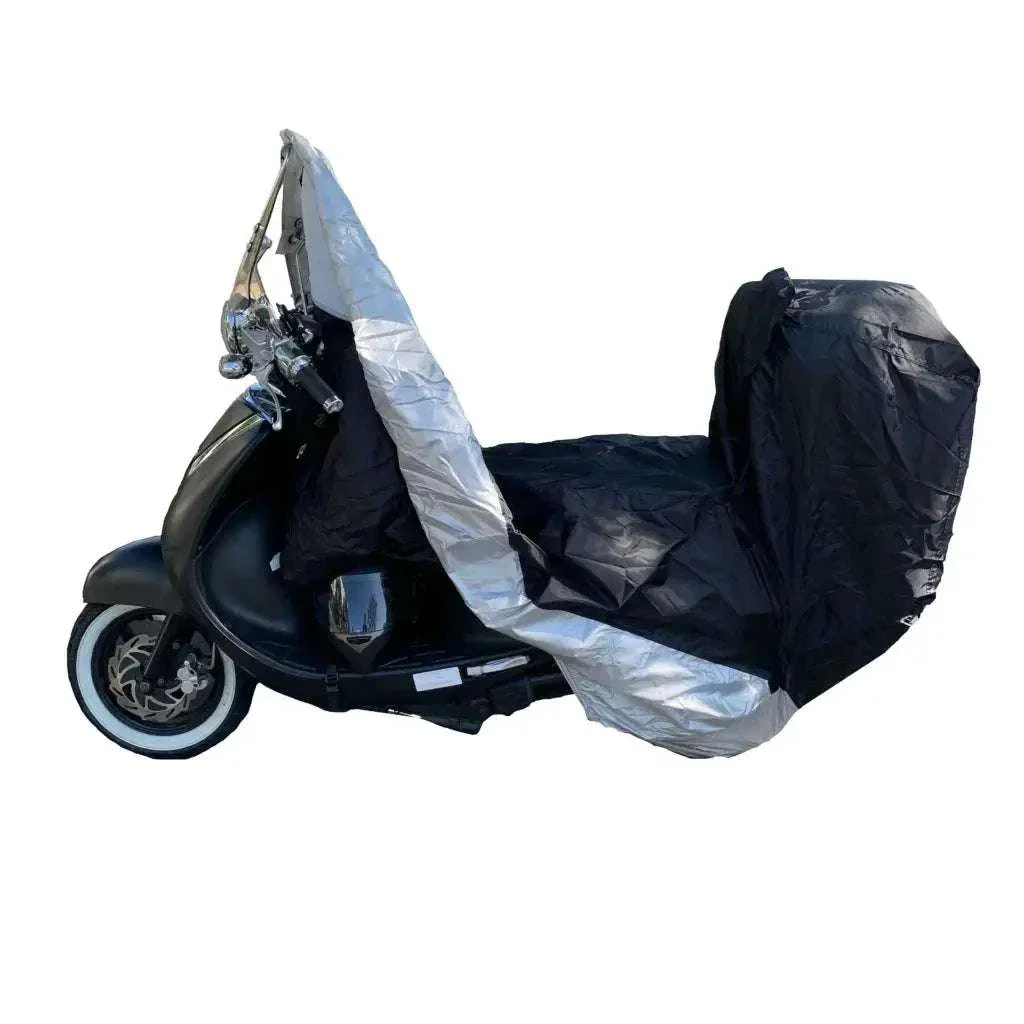 Deluxe Motorcycle Cover with Back Rack Trunk Pouch (XL) Black - Image 2