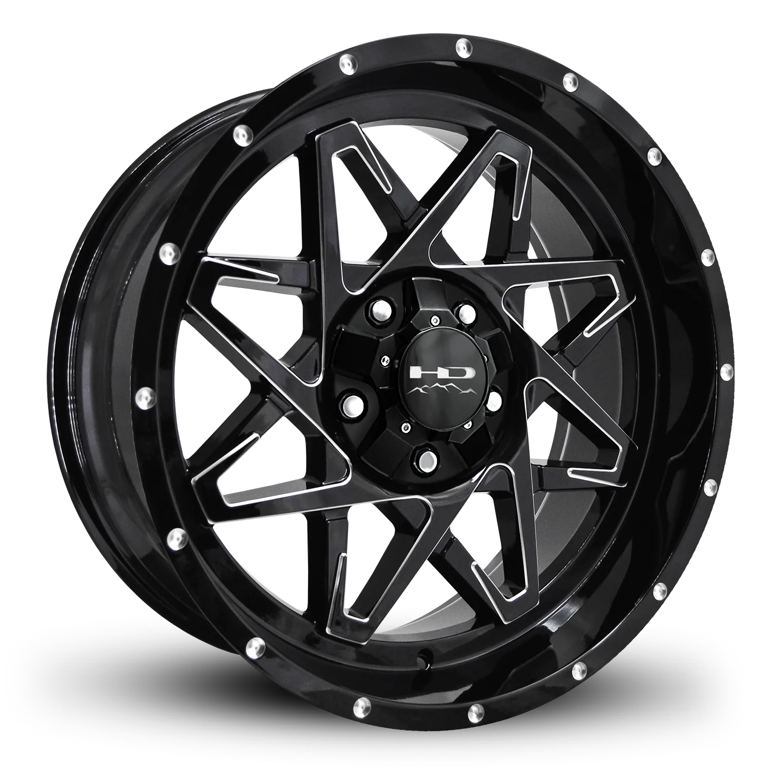 HD Offroad Caliber 20x9 +0 5x139.7/5x150mm 106.2mm Gloss Black/Milled Edge